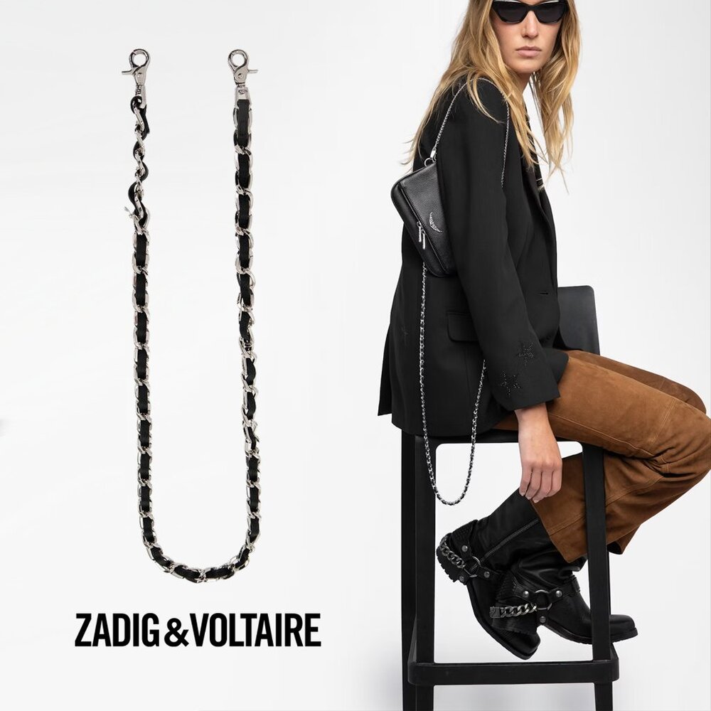 Zadig & Voltaire Black and Silver Chain Strap
